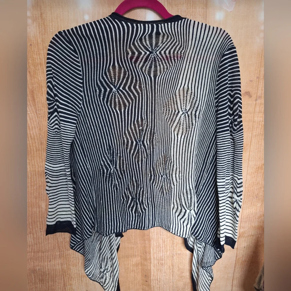 NIC+ZOE Black and White Striped Cardigan - Picture 3 of 3